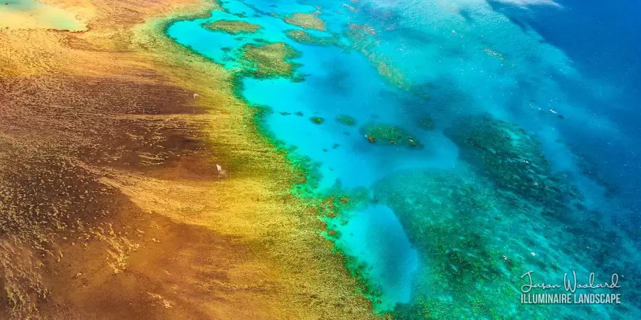 Aerial view of the Great Barrier Reef, Green Island, Queensland, Australia